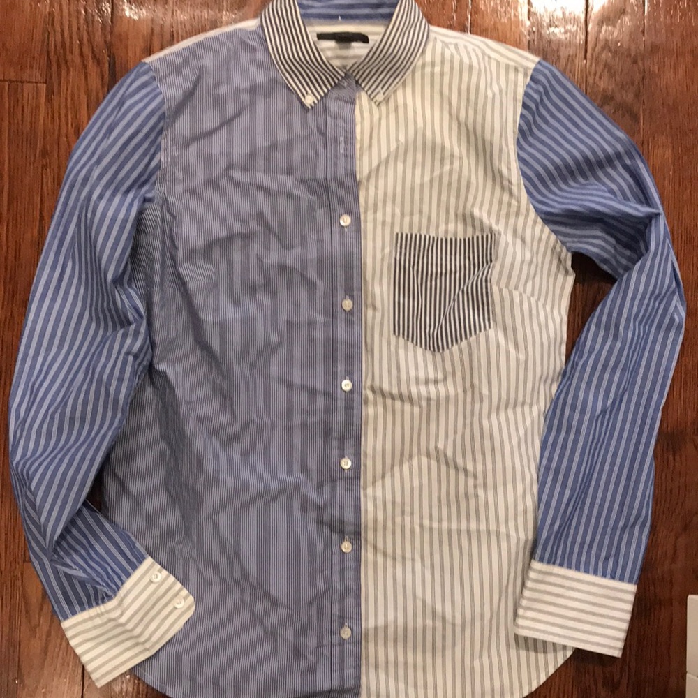 J. Crew Blue and White Striped Blouse